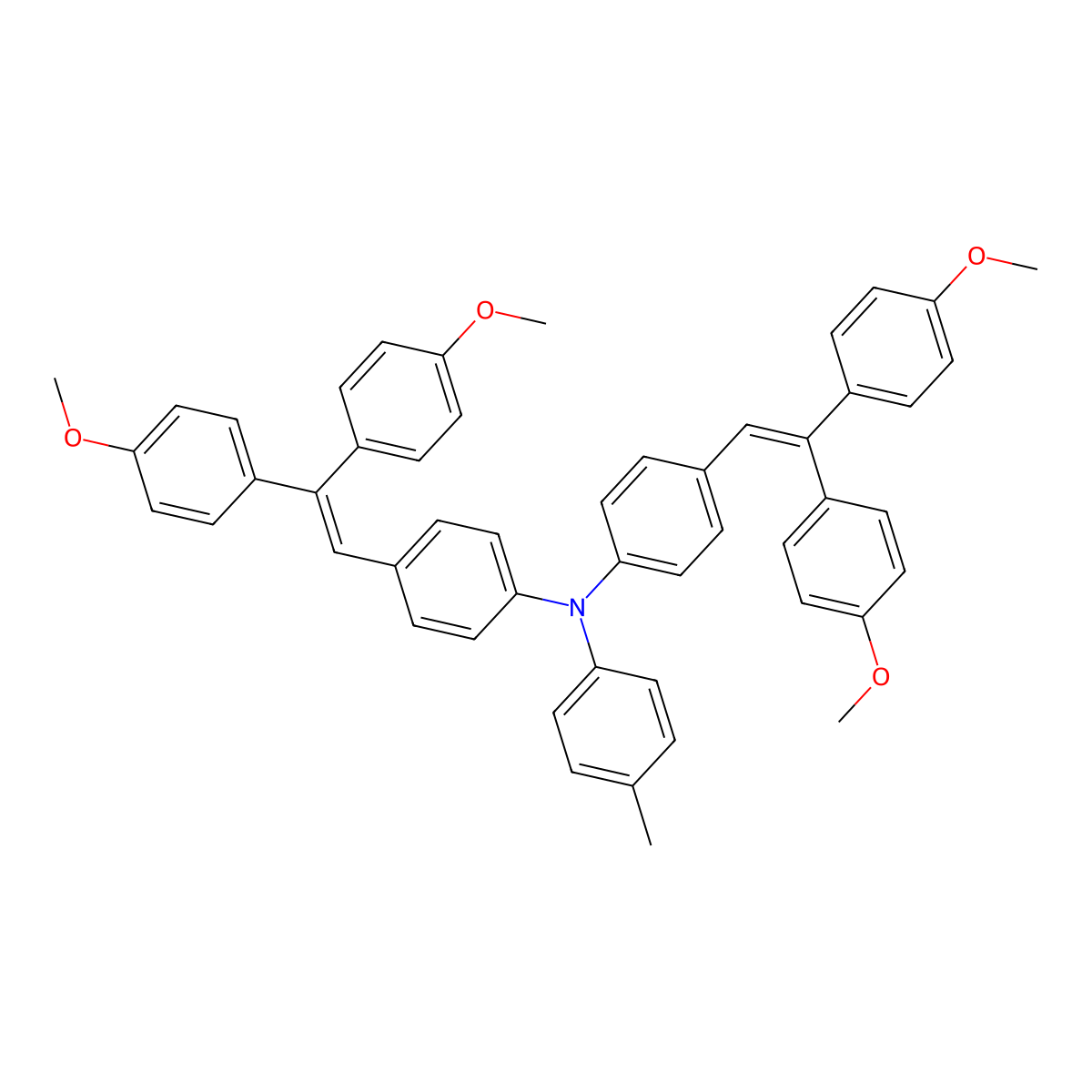 4-(2,2-Bis(4-methoxyphenyl)vinyl)-N-(4-(2,2-bis(4-methoxyphenyl)vinyl)phenyl)-N-(p-tolyl)aniline molecular structure, CAS 1488369-45-4