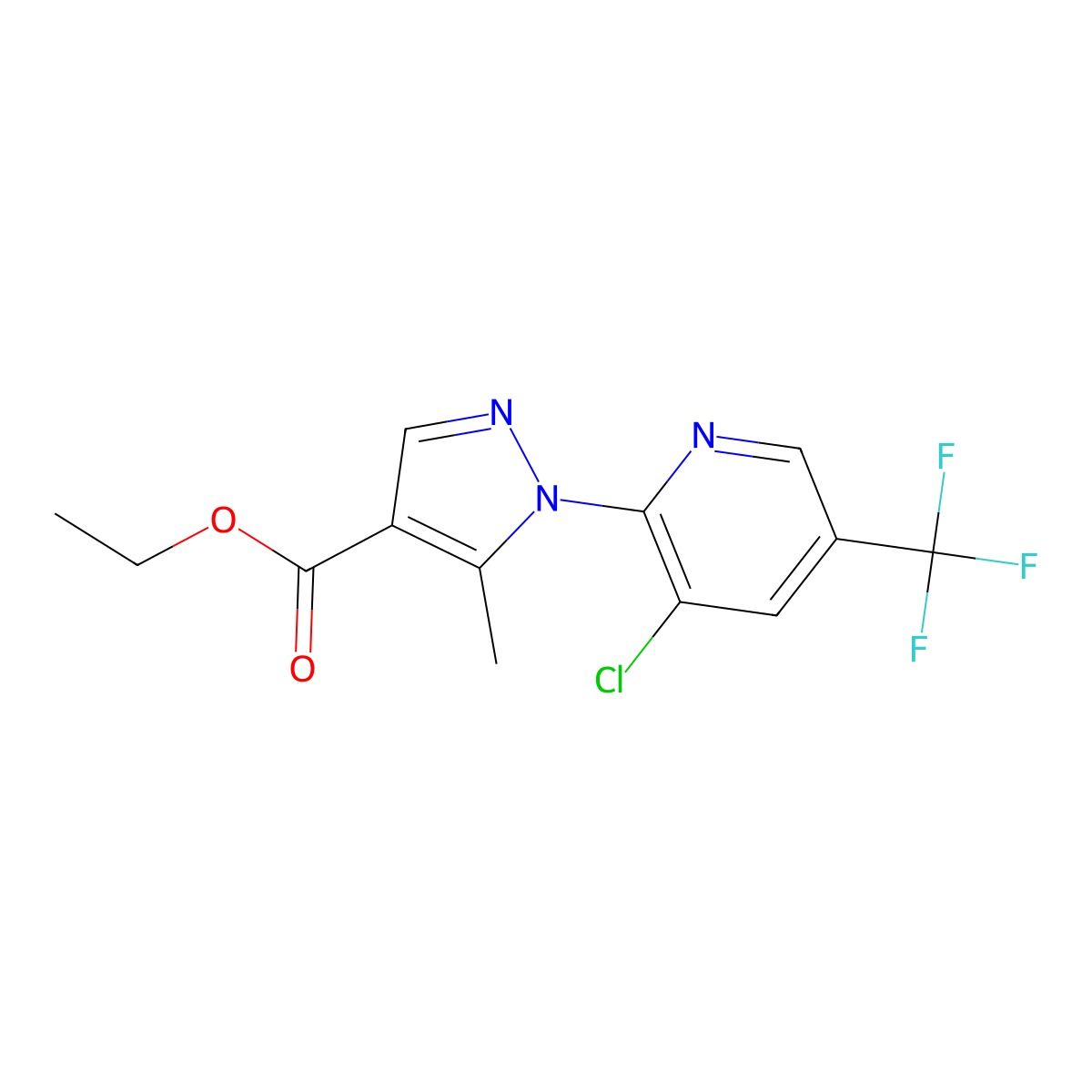 ethyl 1-[3-chloro-5-(trifluoromethyl)-2-pyridinyl]-5-methyl-1H-pyrazole-4-carboxylate molecular structure, CAS 148837-76-7