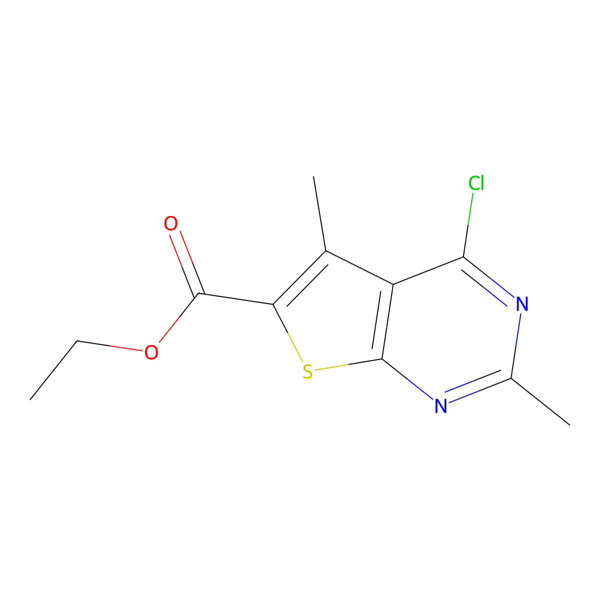 Ethyl 4-chloro-2,5-dimethylthieno[2,3-d]pyrimidine-6-carboxylate molecular structure, CAS 148838-70-4