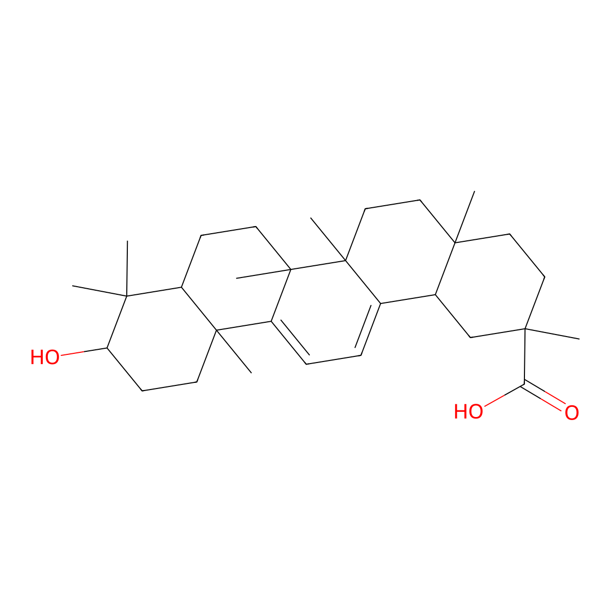 (3beta,5xi,18xi)-3-Hydroxyoleana-9(11),12-dien-30-oic acid molecular structure, CAS 14884-88-9