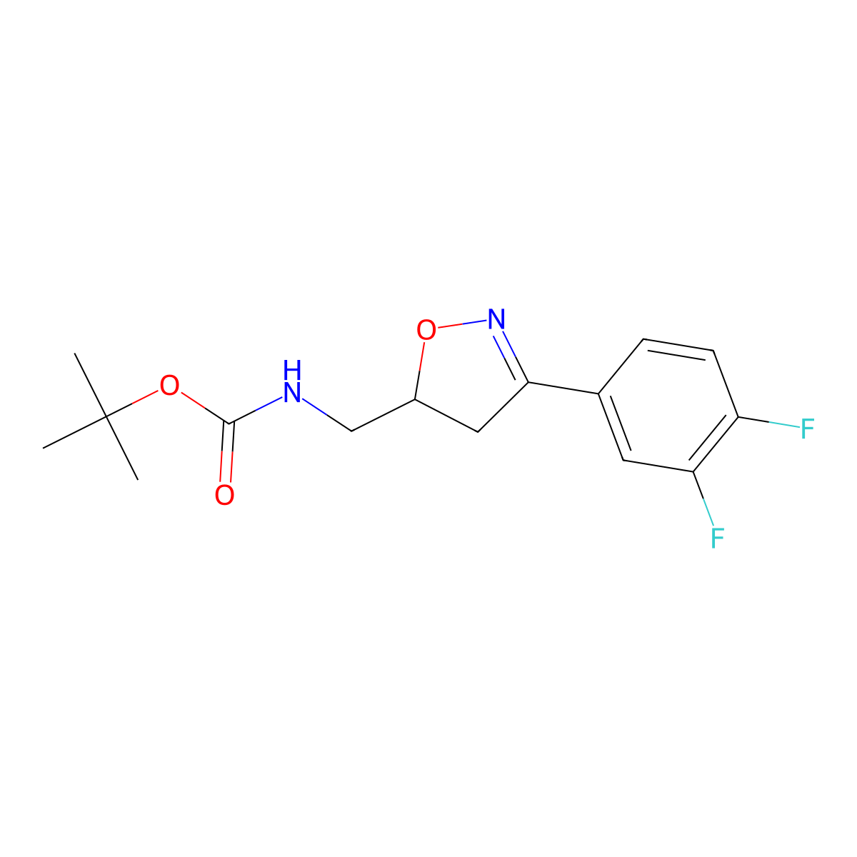 Tert-butyl ((3-(3,4-difluorophenyl)-4,5-dihydroisoxazol-5-YL)methyl)carbamate molecular structure, CAS 1488407-59-5