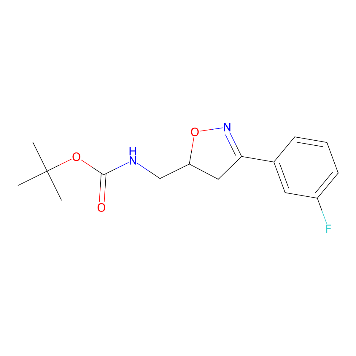Tert-butyl ((3-(3-fluorophenyl)-4,5-dihydroisoxazol-5-YL)methyl)carbamate molecular structure, CAS 1488407-62-0