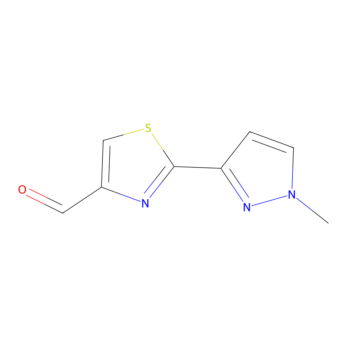 2-(1-methyl-1H-pyrazol-3-yl)-1,3-thiazole-4-carbaldehyde molecular structure, CAS 1488521-40-9