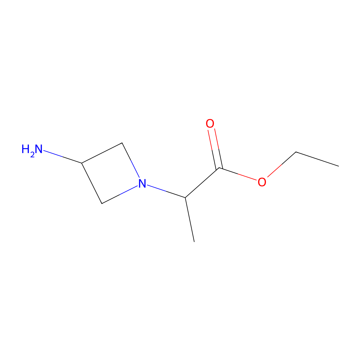 Ethyl 2-(3-aminoazetidin-1-yl)propanoate molecular structure, CAS 1488523-09-6