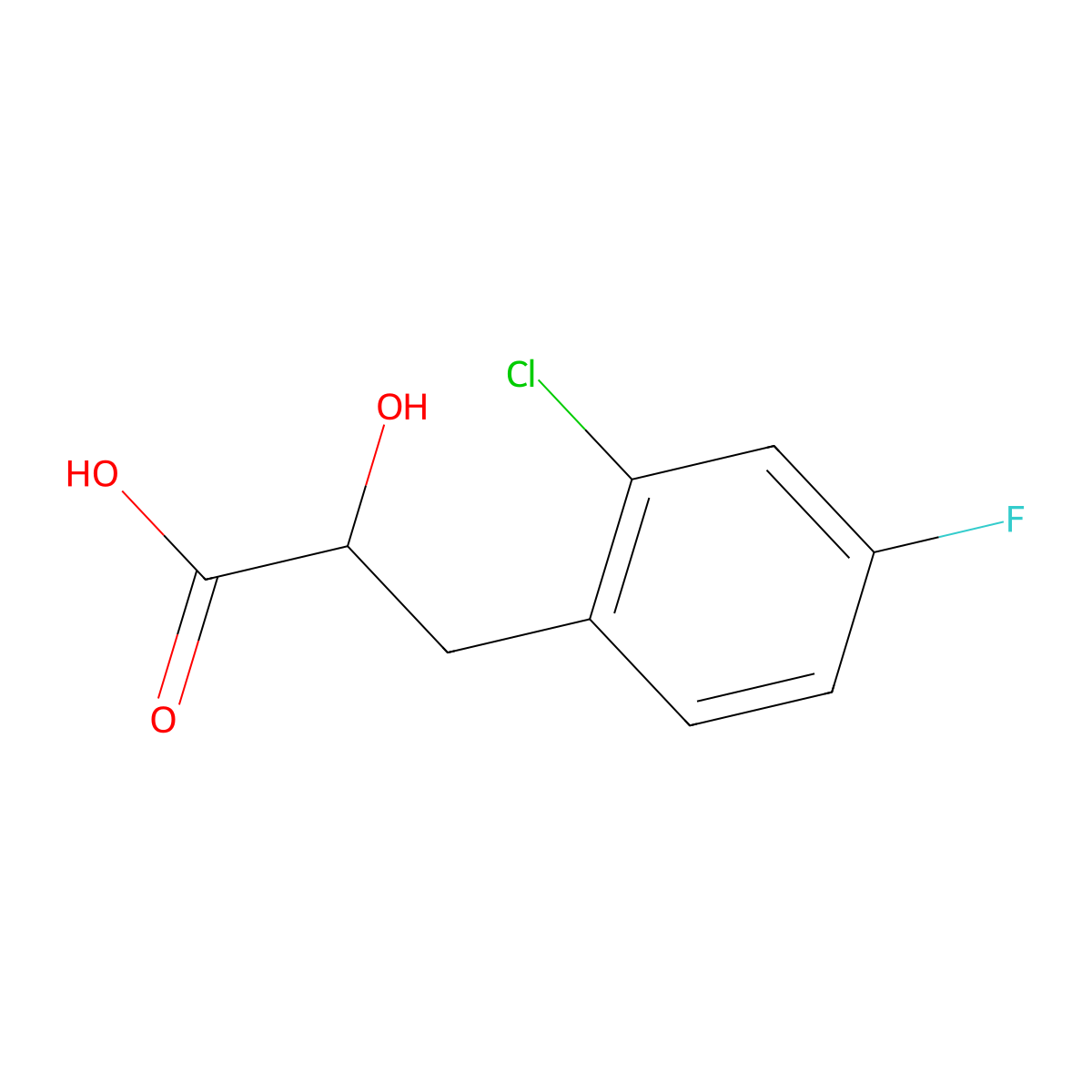 3-(2-Chloro-4-fluorophenyl)-2-hydroxypropanoic acid molecular structure, CAS 1488547-64-3