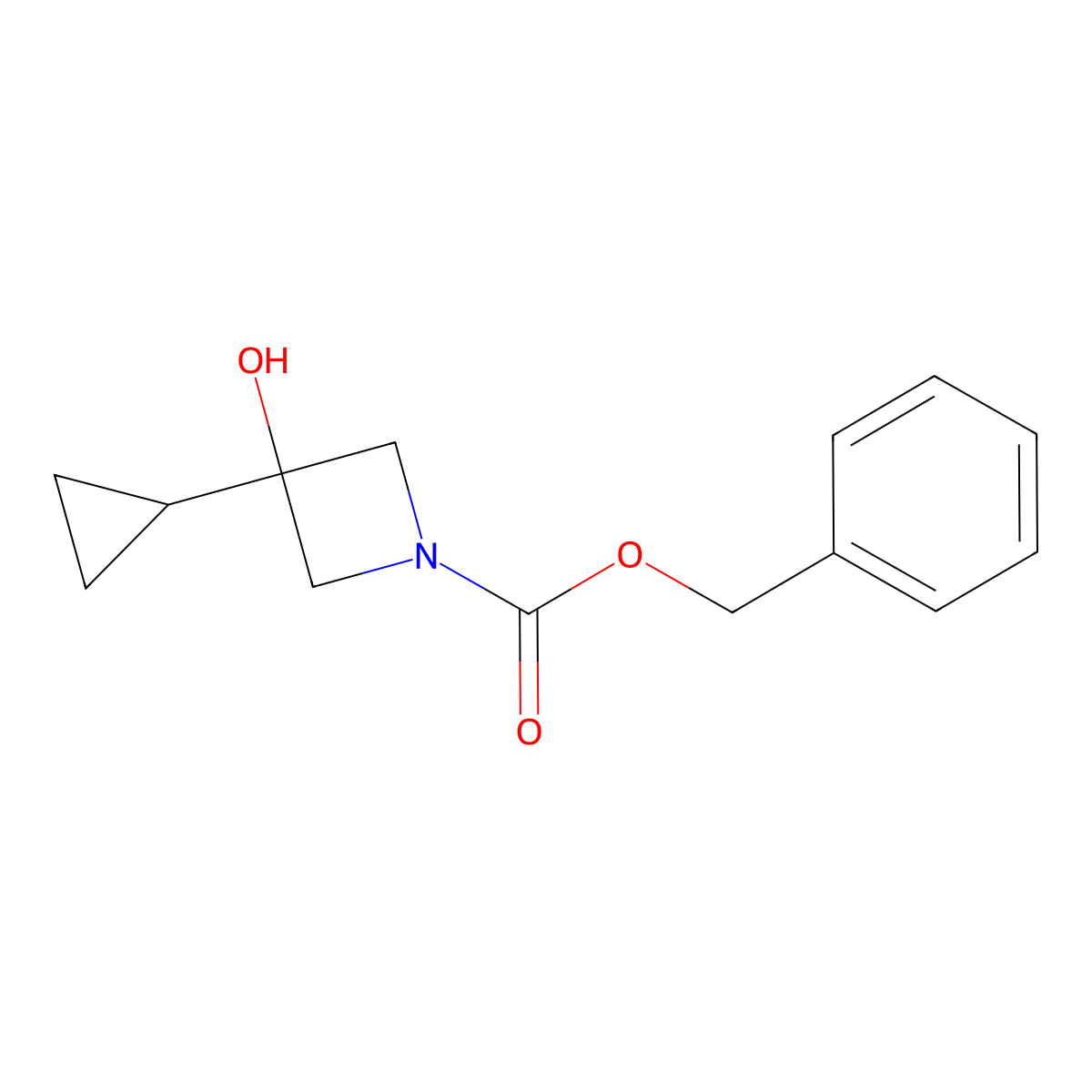 Benzyl 3-cyclopropyl-3-hydroxyazetidine-1-carboxylate molecular structure, CAS 1488547-99-4