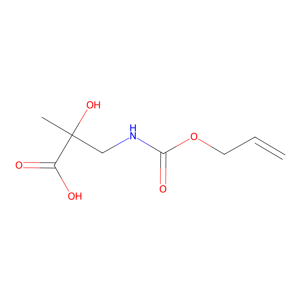 2-Hydroxy-2-methyl-3-{[(prop-2-en-1-yloxy)carbonyl]amino}propanoic acid molecular structure, CAS 1488564-01-7