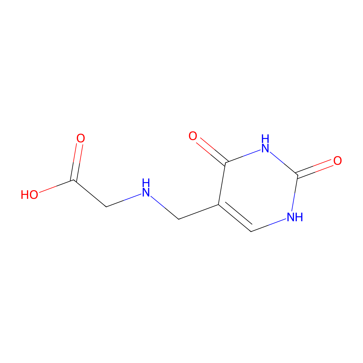 N-[(1,2,3,4-tetrahydro-2,4-dioxo-5-pyrimidinyl)methyl]Glycine molecular structure, CAS 14886-75-0
