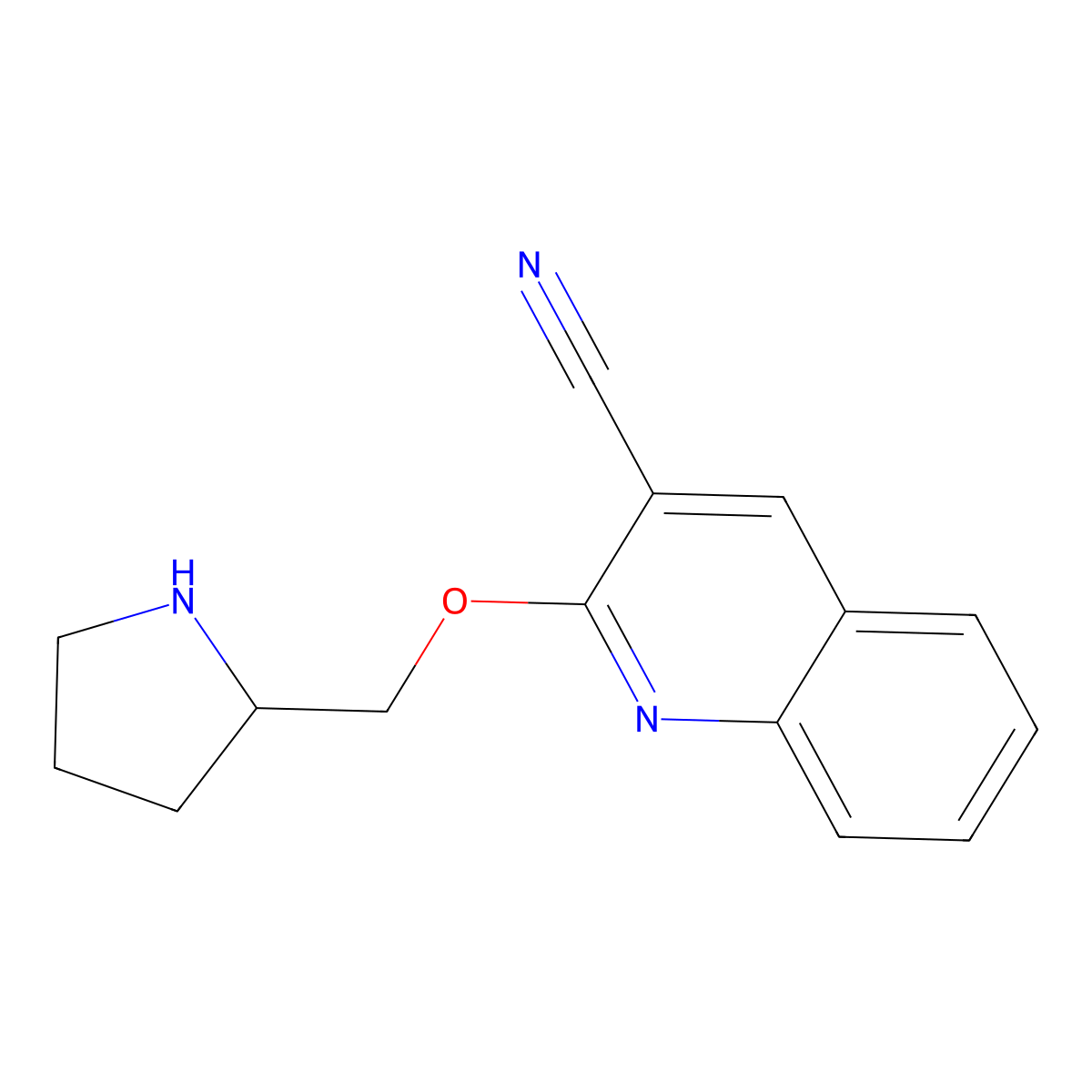 2-[(Pyrrolidin-2-yl)methoxy]quinoline-3-carbonitrile molecular structure, CAS 1488639-14-0