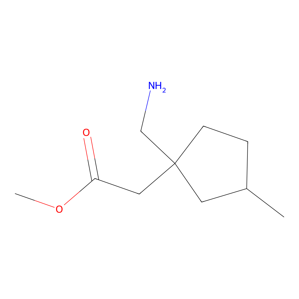 Methyl 2-[1-(aminomethyl)-3-methylcyclopentyl]acetate molecular structure, CAS 1488648-59-4
