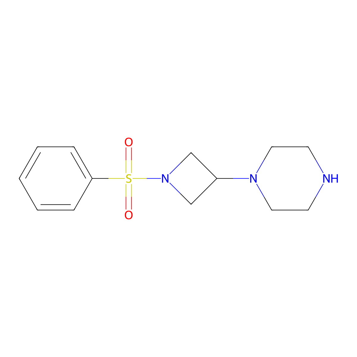 1-[1-(Benzenesulfonyl)azetidin-3-yl]piperazine molecular structure, CAS 1488685-67-1