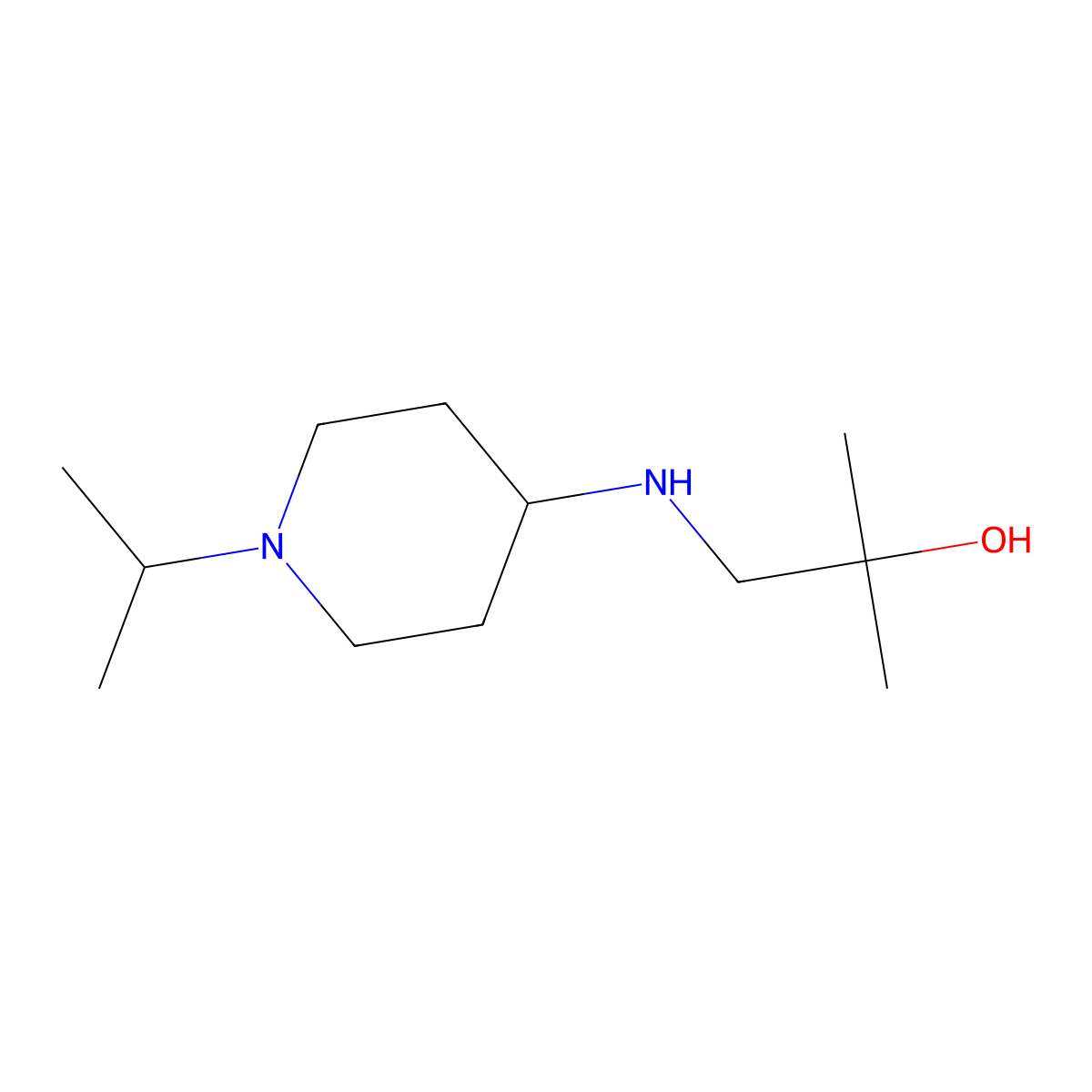 2-Methyl-1-{[1-(propan-2-yl)piperidin-4-yl]amino}propan-2-ol molecular structure, CAS 1488698-81-2