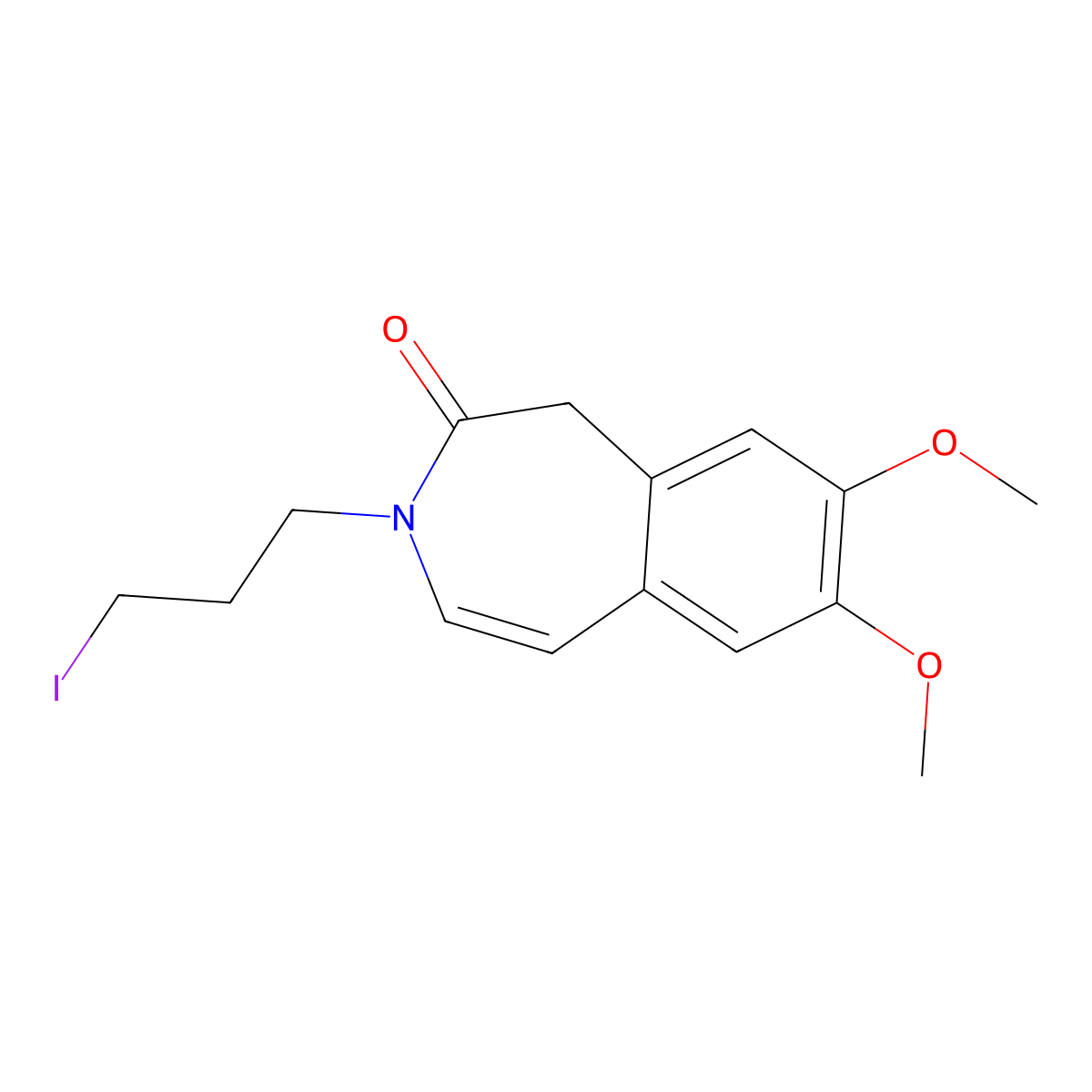1,3-Dihydro-3-(3-iodopropyl)-7,8-dimethoxy-2H-3-benzazepin-2-one molecular structure, CAS 148870-57-9