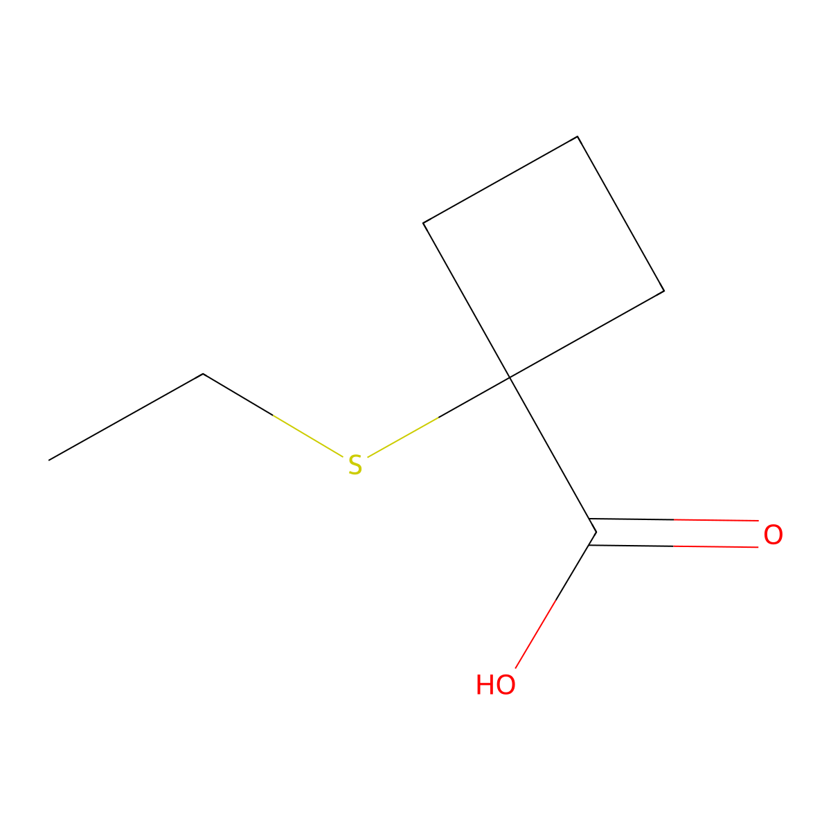 1-(Ethylsulfanyl)cyclobutane-1-carboxylic acid molecular structure, CAS 1488741-22-5