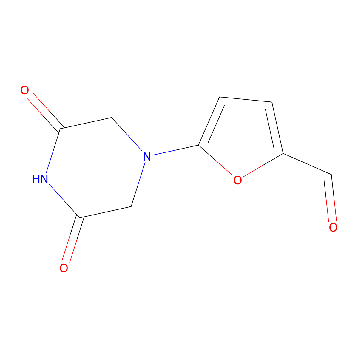 5-(3,5-Dioxopiperazin-1-yl)furan-2-carbaldehyde molecular structure, CAS 1488741-40-7