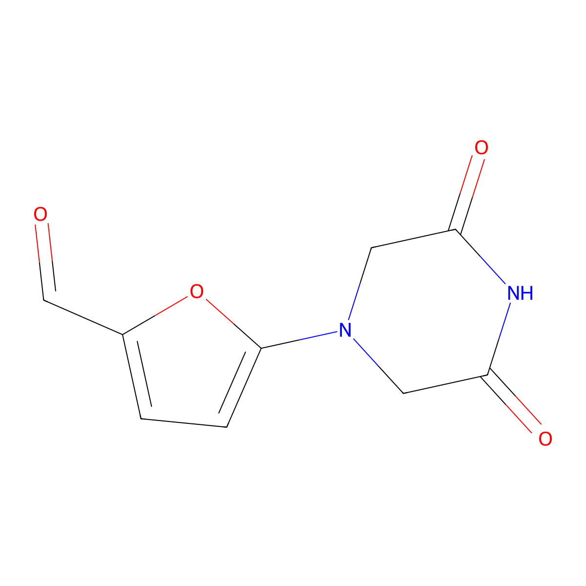 5-(3,5-Dioxopiperazin-1-yl)furan-2-carbaldehyde molecular structure, CAS 1488741-40-7