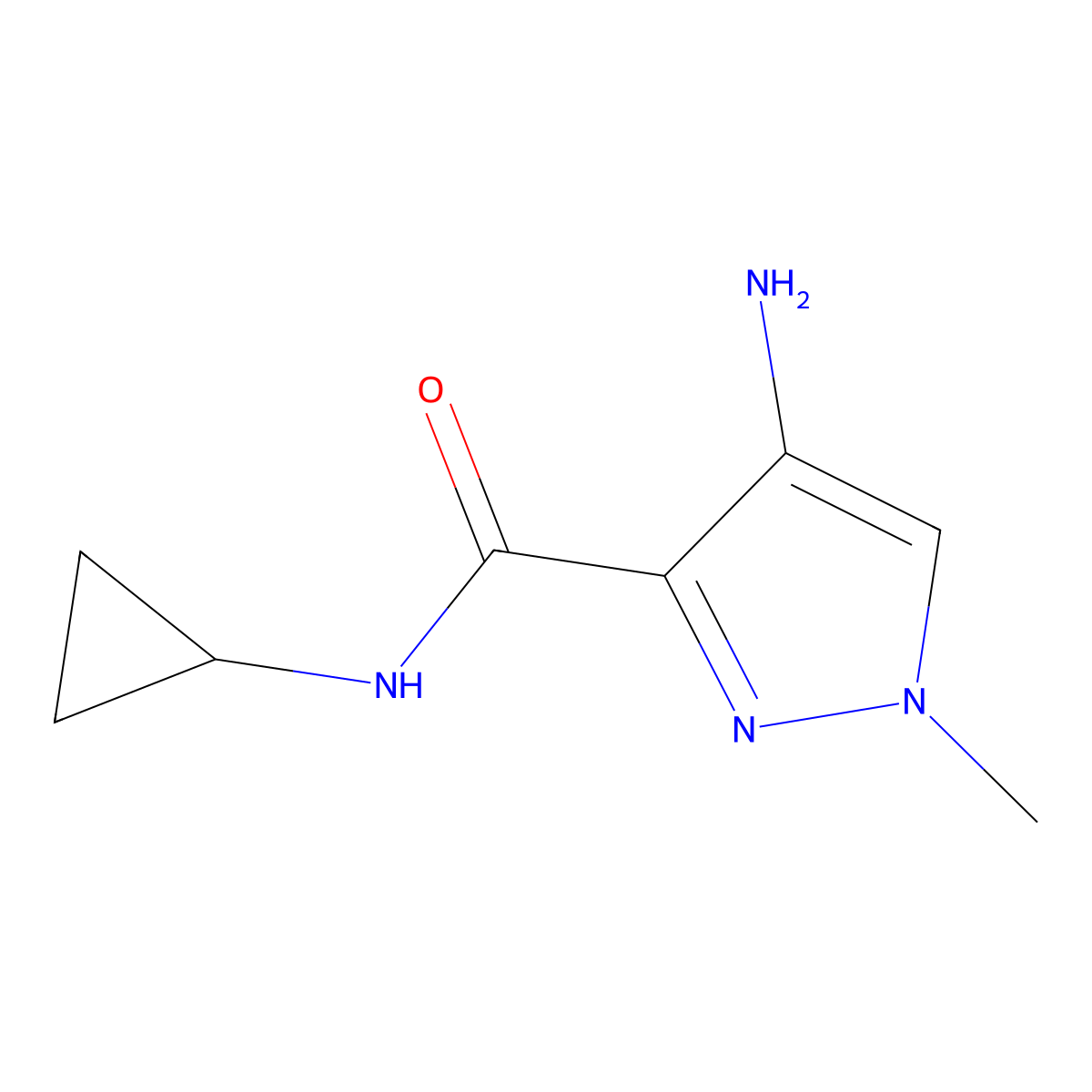 4-amino-N-cyclopropyl-1-methyl-1H-pyrazole-3-carboxamide molecular structure, CAS 1488749-65-0