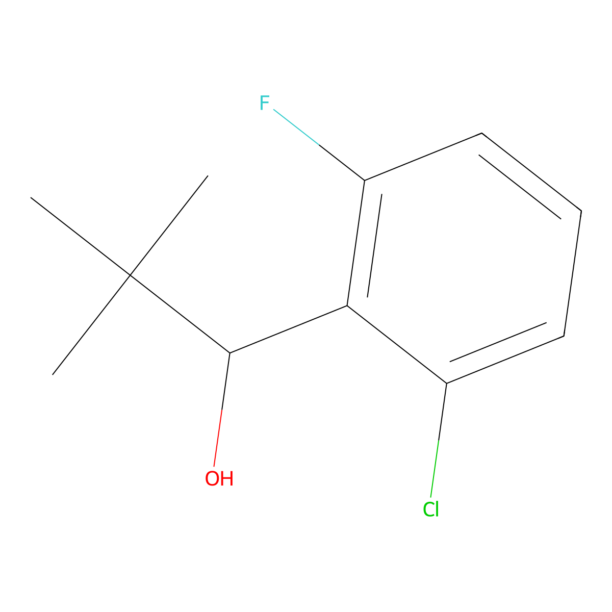 1-(2-Chloro-6-fluorophenyl)-2,2-dimethylpropan-1-ol molecular structure, CAS 1488765-36-1