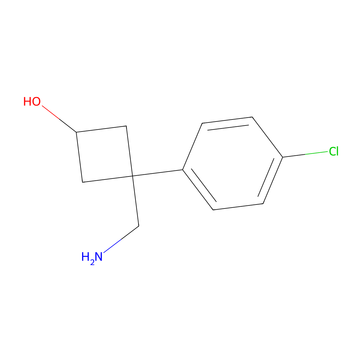 3-(Aminomethyl)-3-(4-chlorophenyl)cyclobutan-1-ol molecular structure, CAS 1488772-70-8