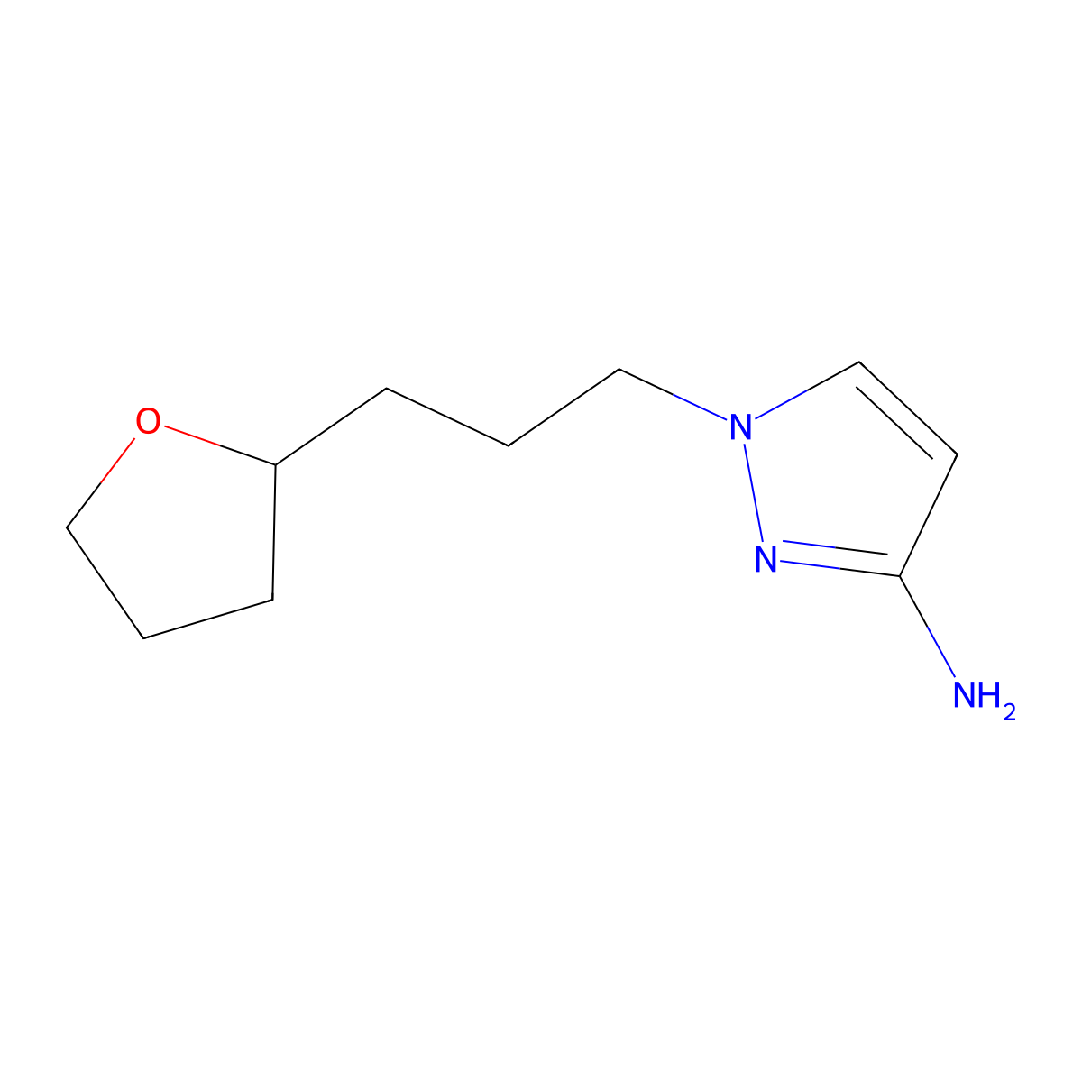 1-(3-(Tetrahydrofuran-2-yl)propyl)-1h-pyrazol-3-amine molecular structure, CAS 1488775-14-9