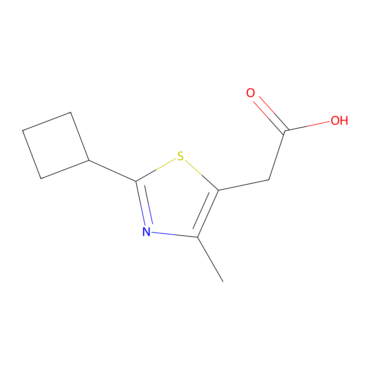 2-(2-Cyclobutyl-4-methylthiazol-5-yl)acetic acid molecular structure, CAS 1488791-28-1