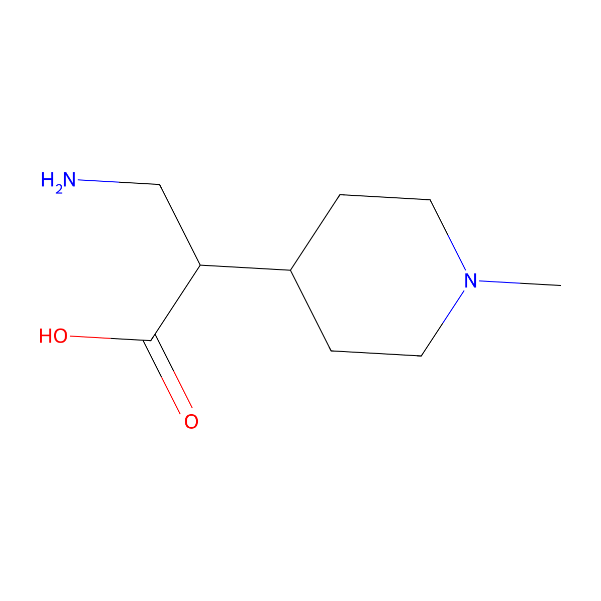 3-Amino-2-(1-methylpiperidin-4-YL)propanoic acid molecular structure, CAS 1488795-19-2