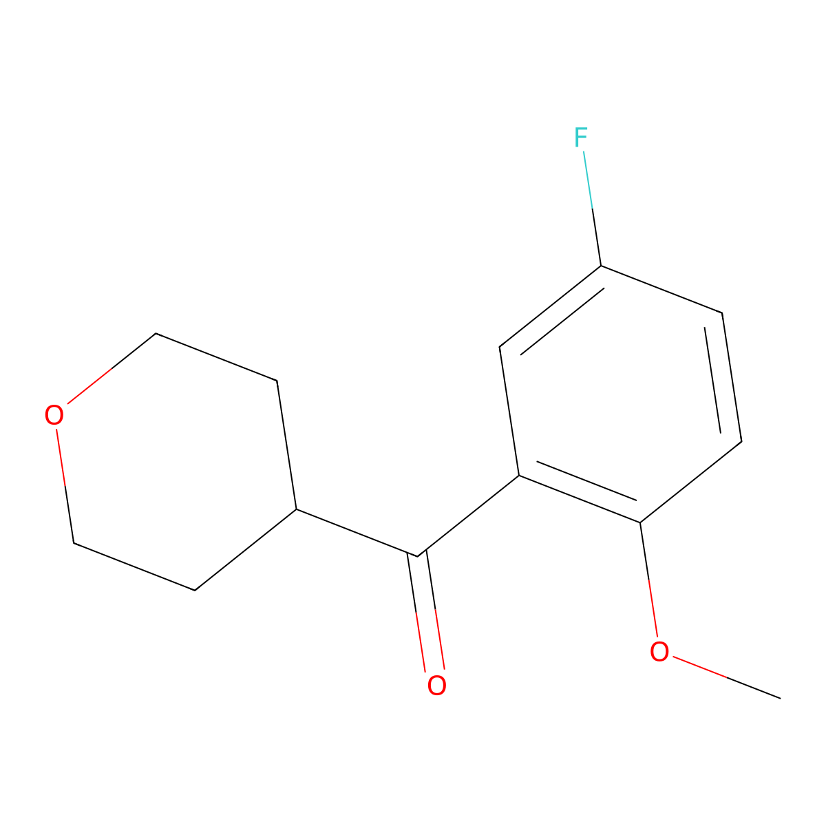 (5-Fluoro-2-methoxyphenyl)(tetrahydro-2H-pyran-4-yl)methanone molecular structure, CAS 1488819-01-7