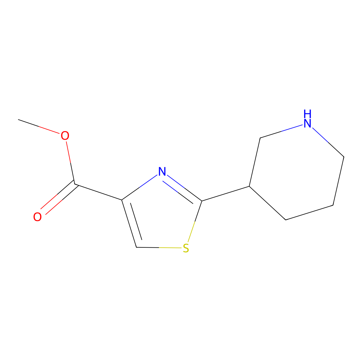Methyl 2-(piperidin-3-yl)-1,3-thiazole-4-carboxylate molecular structure, CAS 1488869-68-6