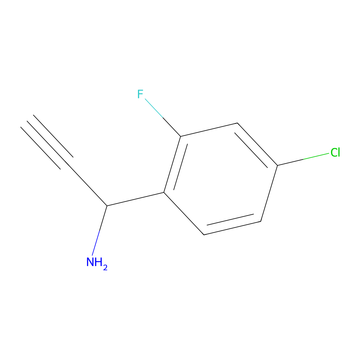 1-(4-Chloro-2-fluorophenyl)prop-2-yn-1-amine molecular structure, CAS 1488873-56-8