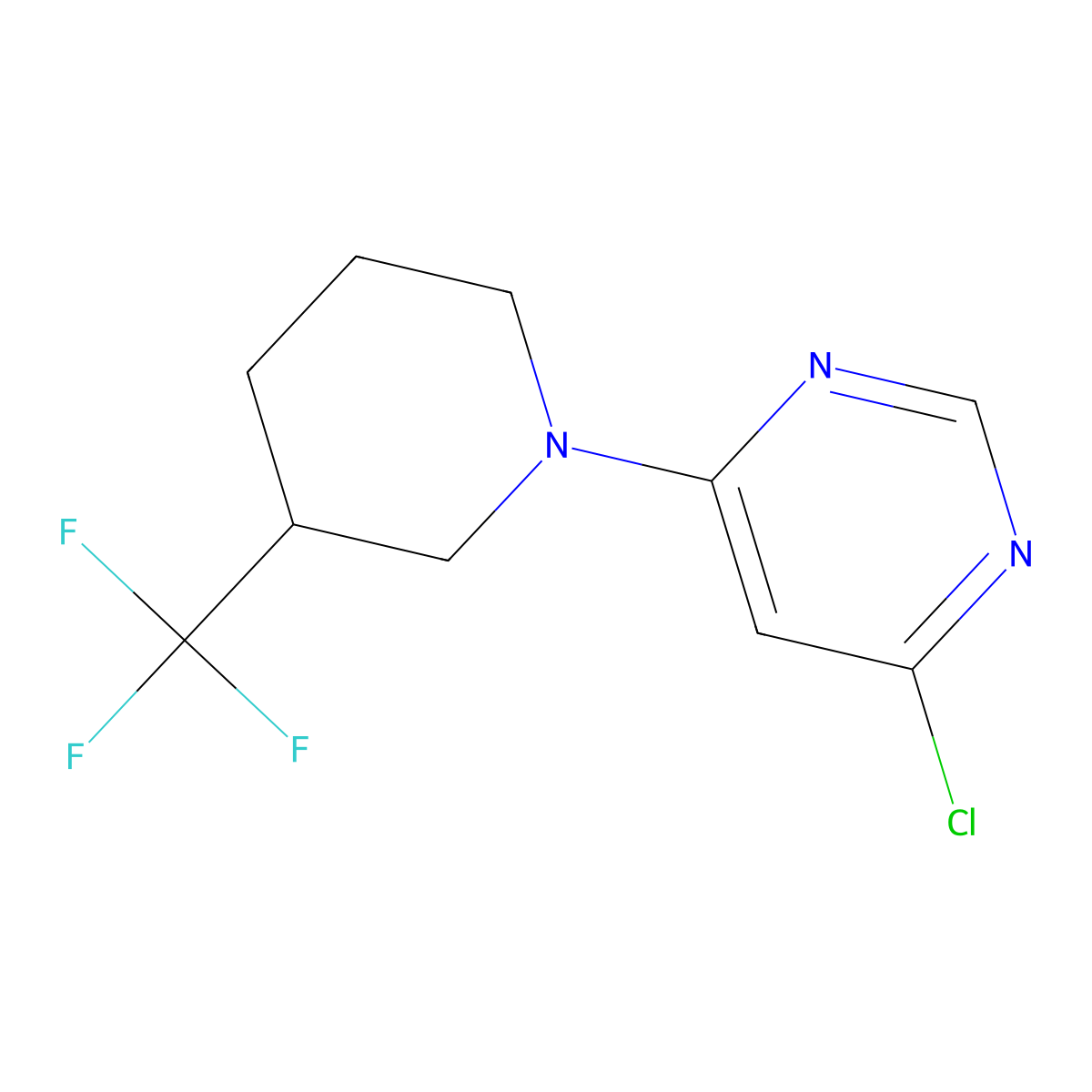 4-Chloro-6-(3-(trifluoromethyl)piperidin-1-yl)pyrimidine molecular structure, CAS 1488892-36-9