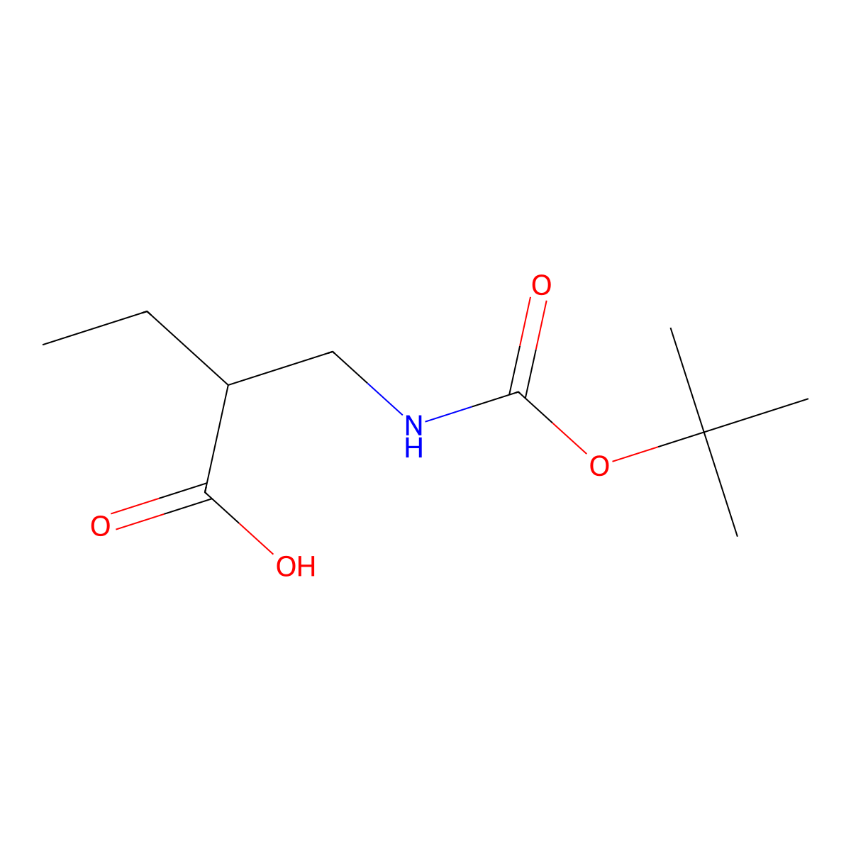(R)-2-(tert-Butoxycarbonylamino-methyl)-butyric acid molecular structure, CAS 1488895-18-6