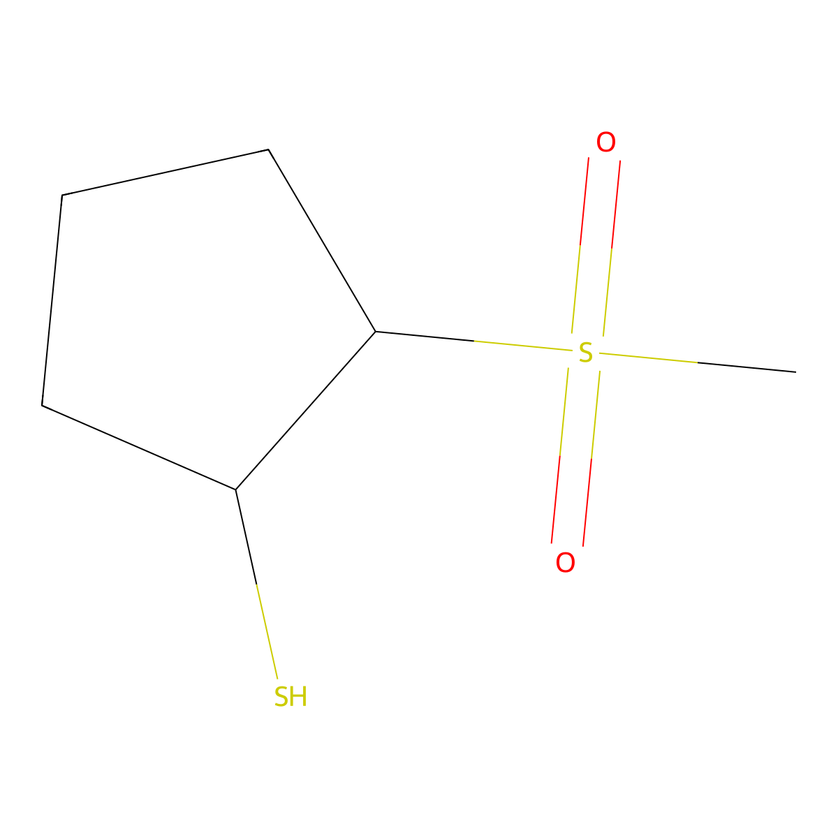2-Methanesulfonylcyclopentane-1-thiol molecular structure, CAS 1488902-09-5