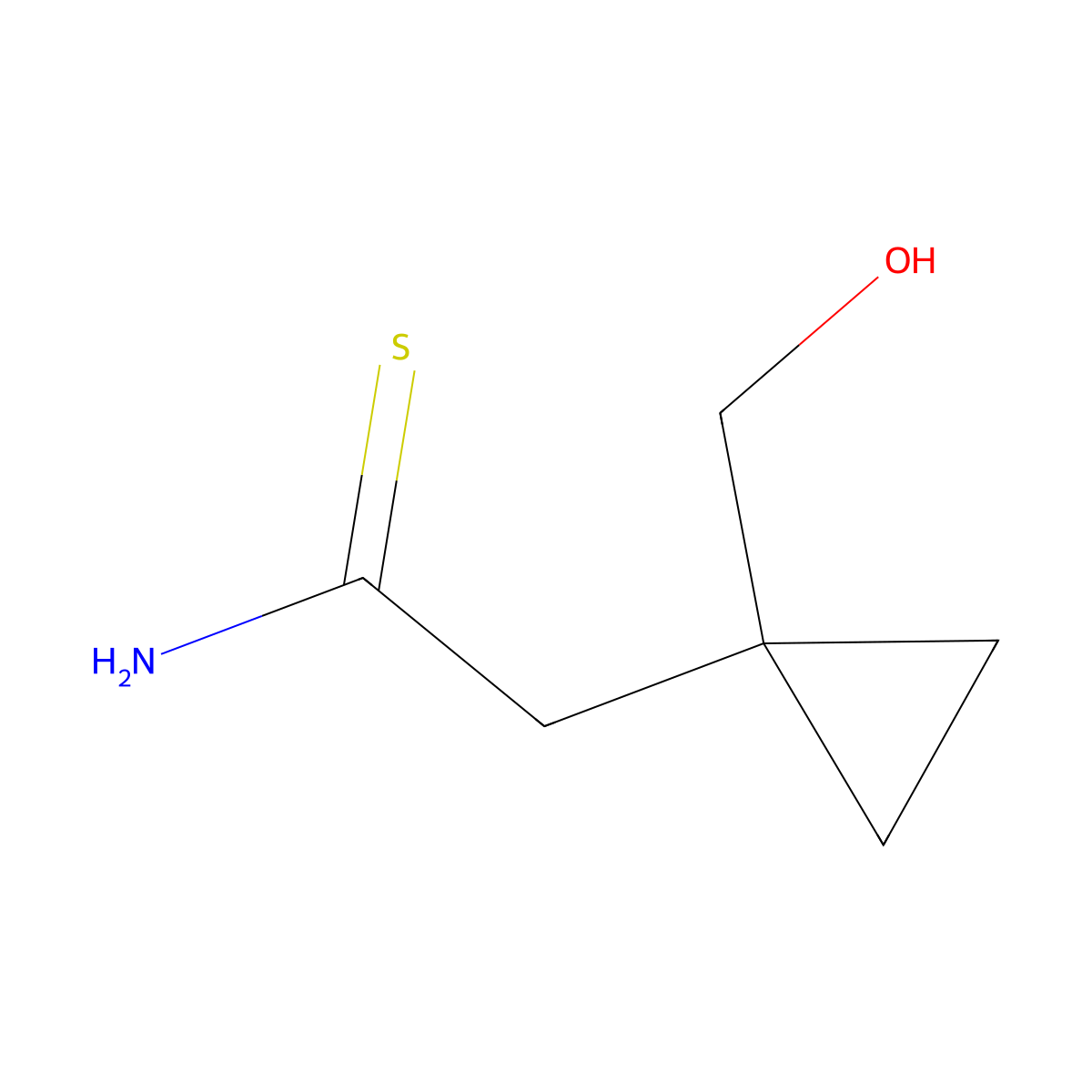 2-[1-(Hydroxymethyl)cyclopropyl]ethanethioamide molecular structure, CAS 1488902-43-7