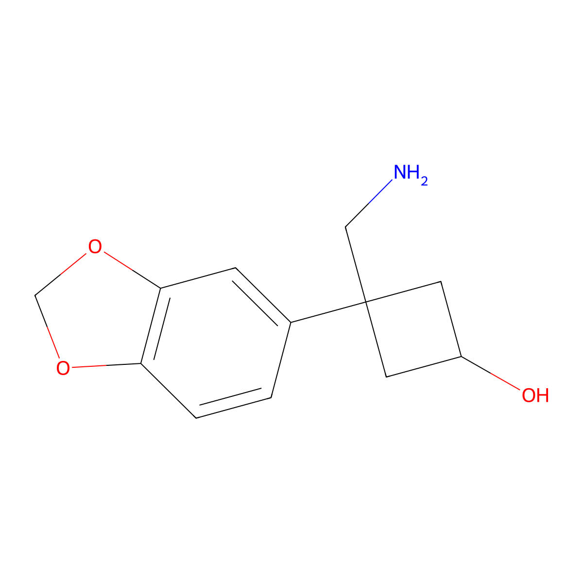 3-(Aminomethyl)-3-(1,3-dioxaindan-5-yl)cyclobutan-1-ol molecular structure, CAS 1488912-63-5