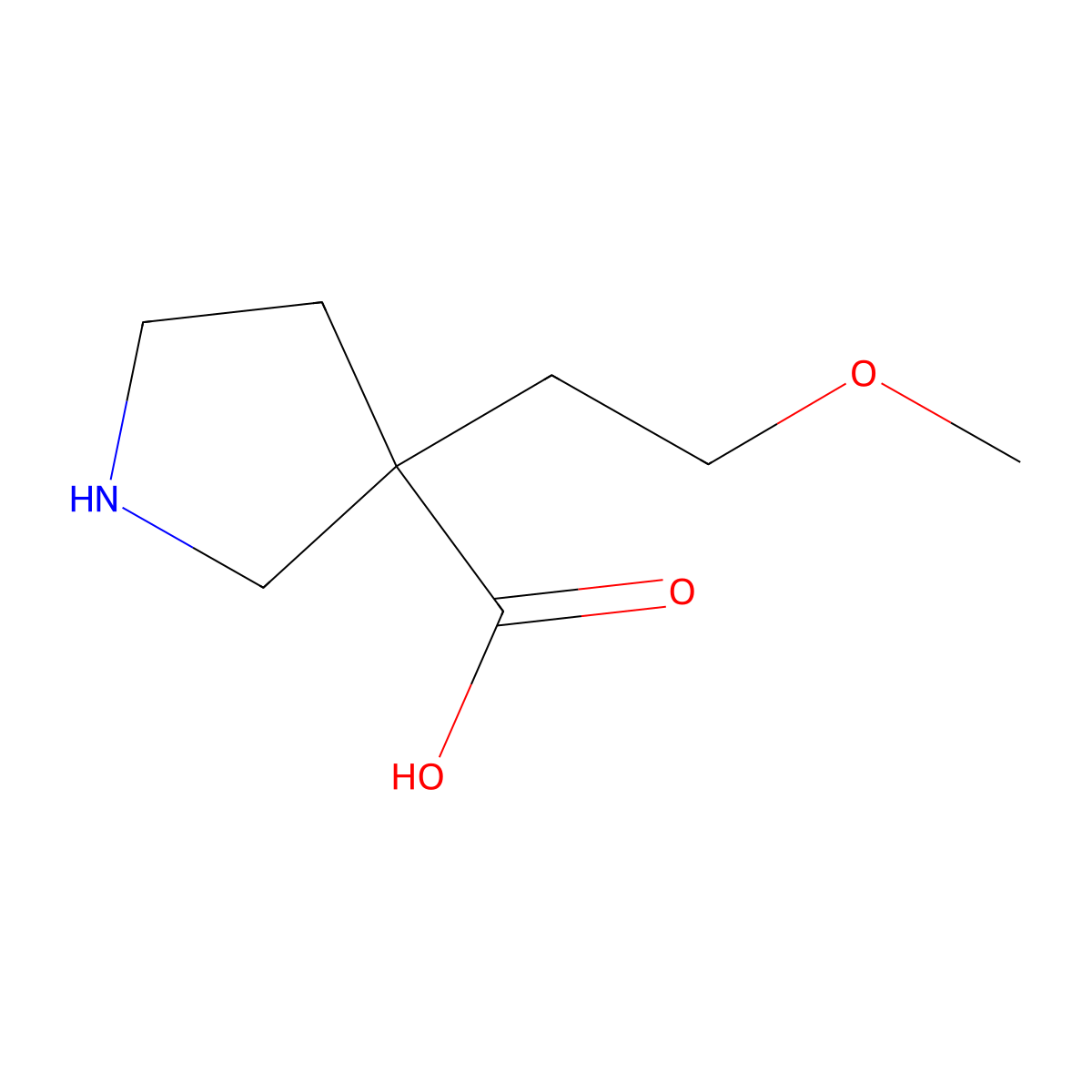 3-(2-Methoxyethyl)pyrrolidine-3-carboxylic acid molecular structure, CAS 1488917-56-1