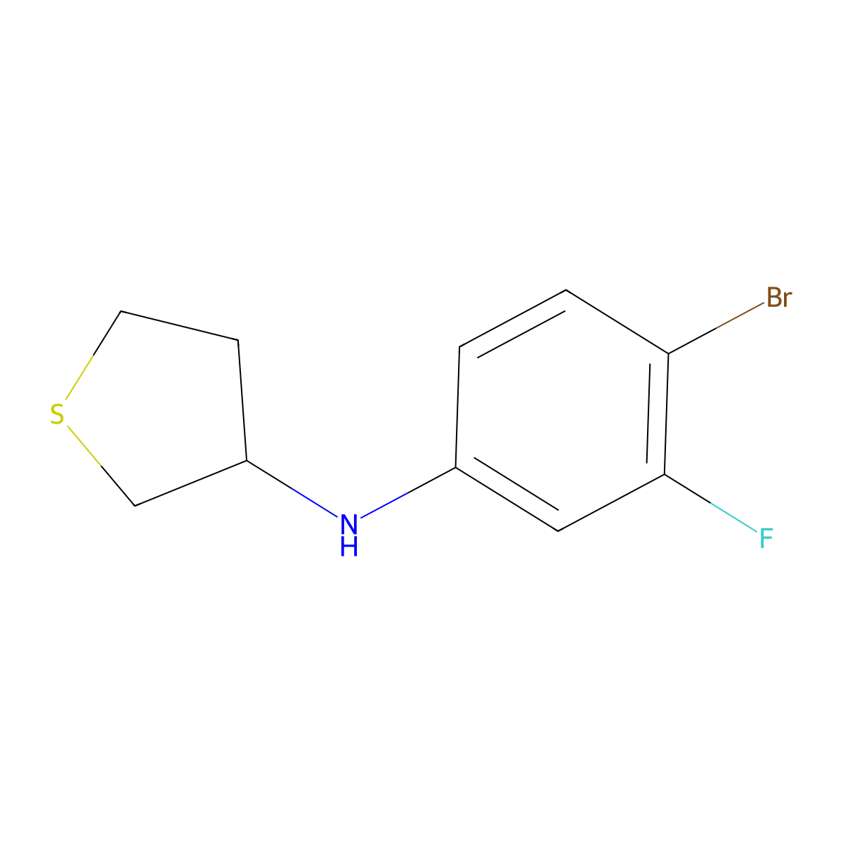 N-(4-bromo-3-fluorophenyl)thiolan-3-amine molecular structure, CAS 1488927-26-9
