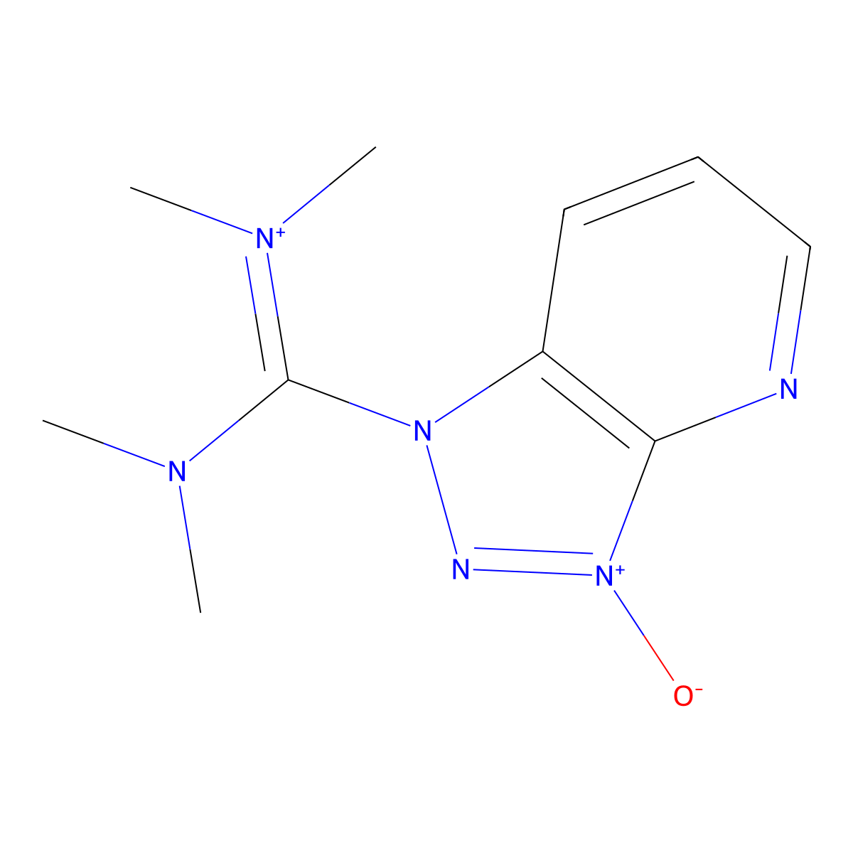 N,N,N',N'-Tetramethyl-1-(3-oxidotriazolo[4,5-b]pyridine-1,3-diium-1-ylidene)methanediamine molecular structure, CAS 148893-09-8
