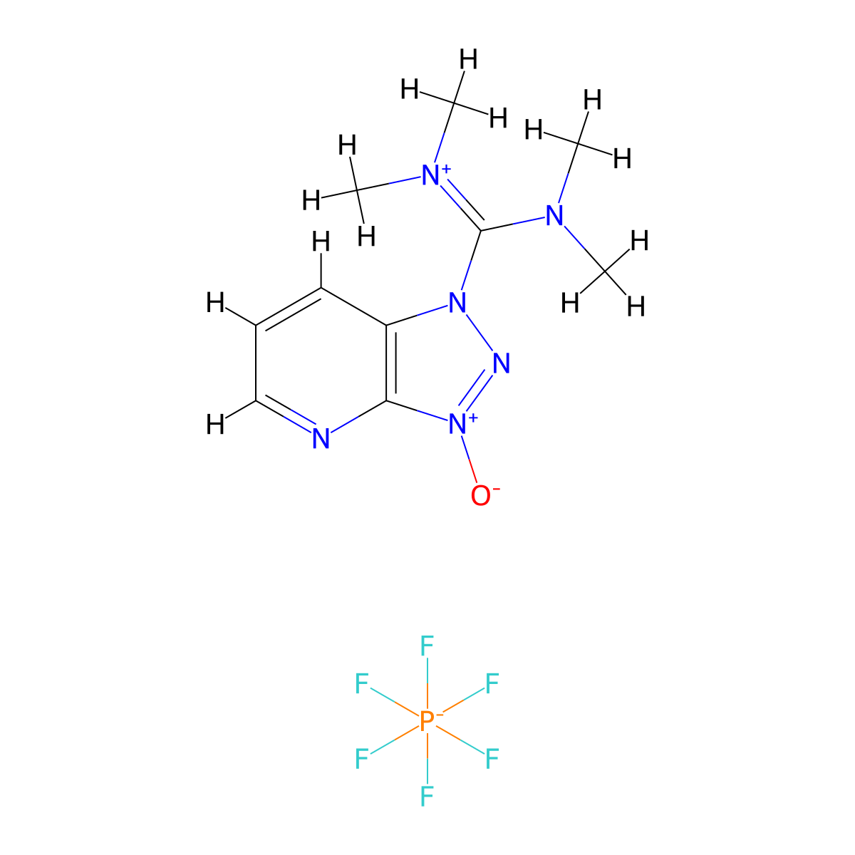 O-(7-azabenzotriazol-1-yl)-N,N,N',N'-tetramethyluronium hexafluorophosphate molecular structure, CAS 148893-10-1