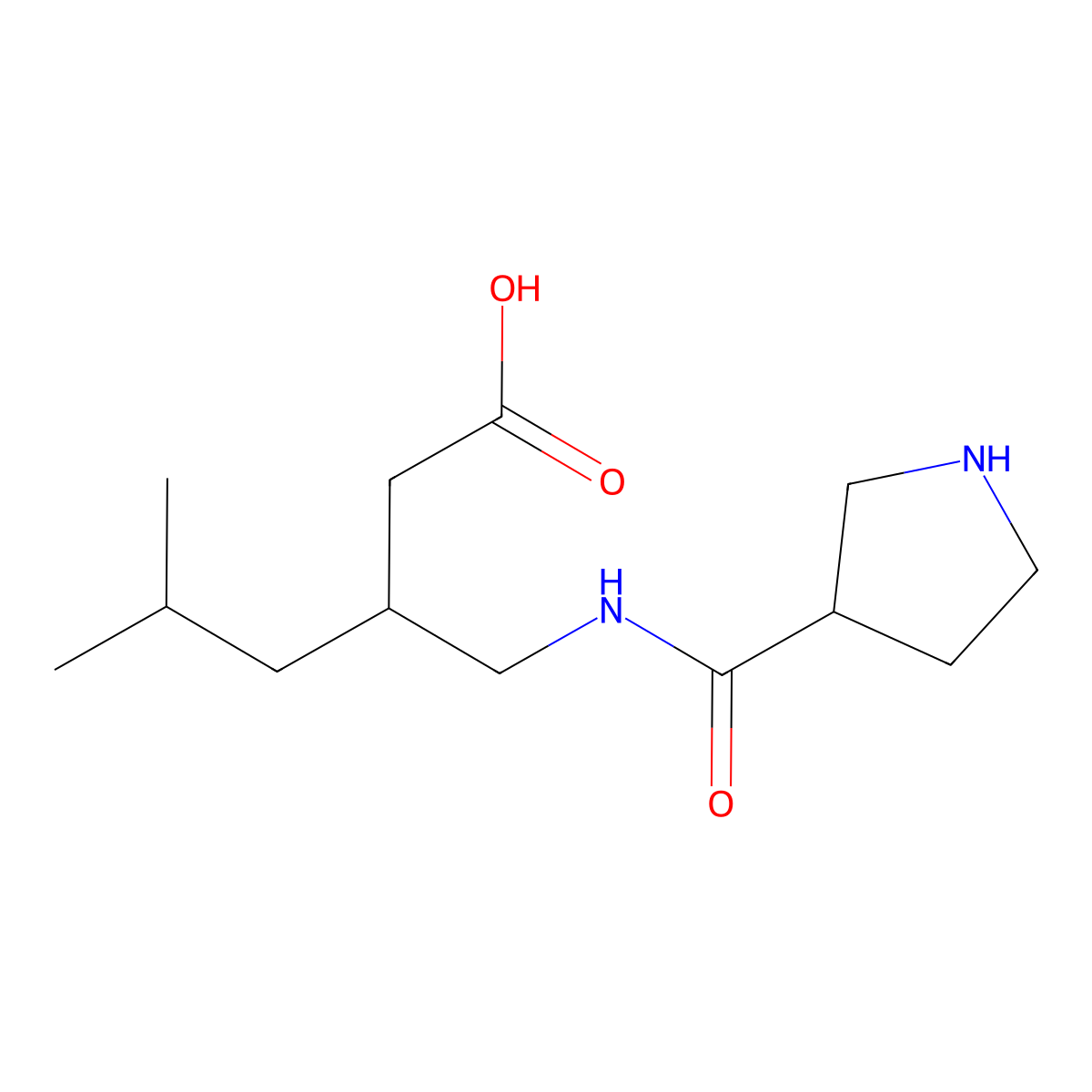 5-Methyl-3-{[(pyrrolidin-3-yl)formamido]methyl}hexanoic acid molecular structure, CAS 1488940-21-1