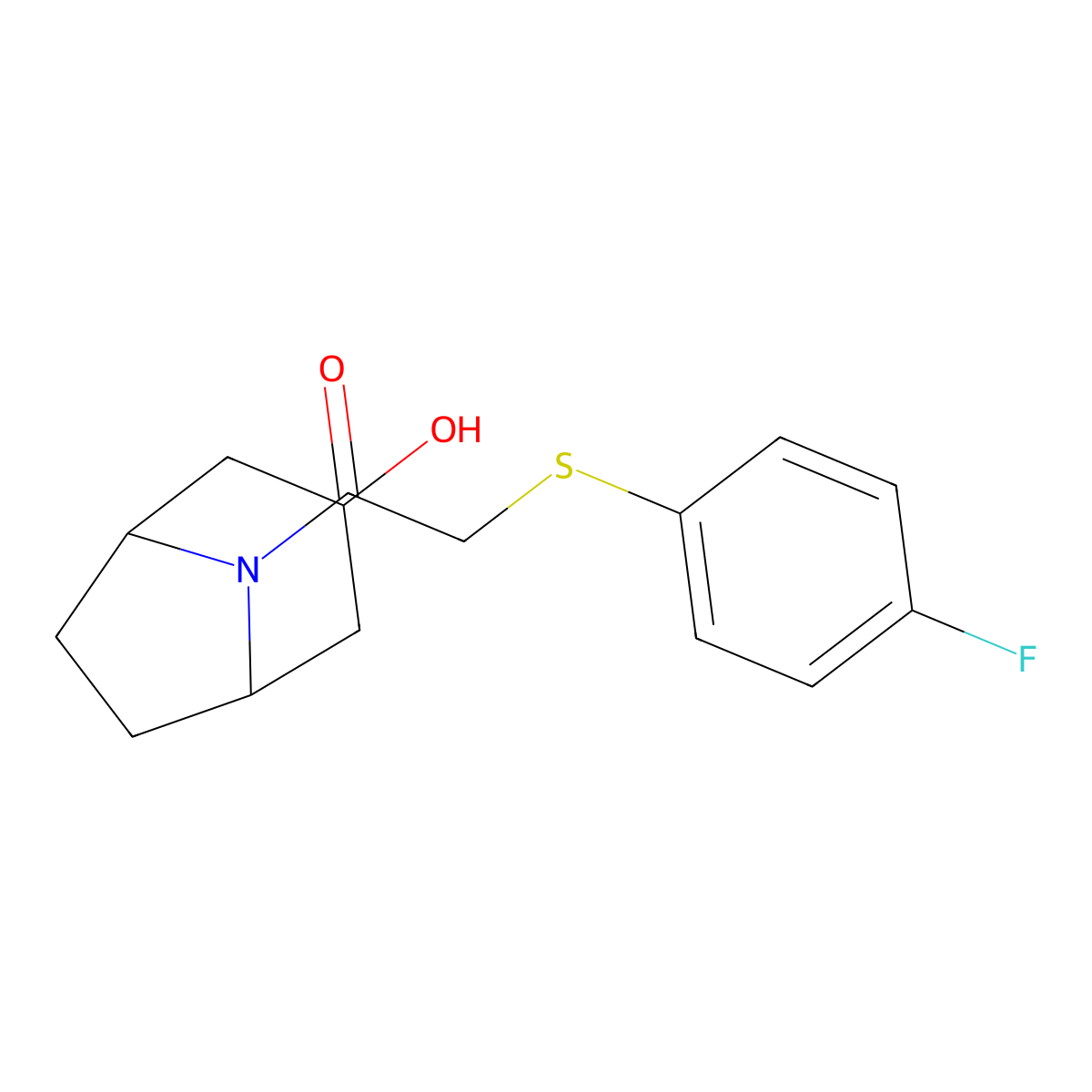 2-[(4-Fluorophenyl)sulfanyl]-1-{3-hydroxy-8-azabicyclo[3.2.1]octan-8-yl}ethan-1-one molecular structure, CAS 1488942-98-8