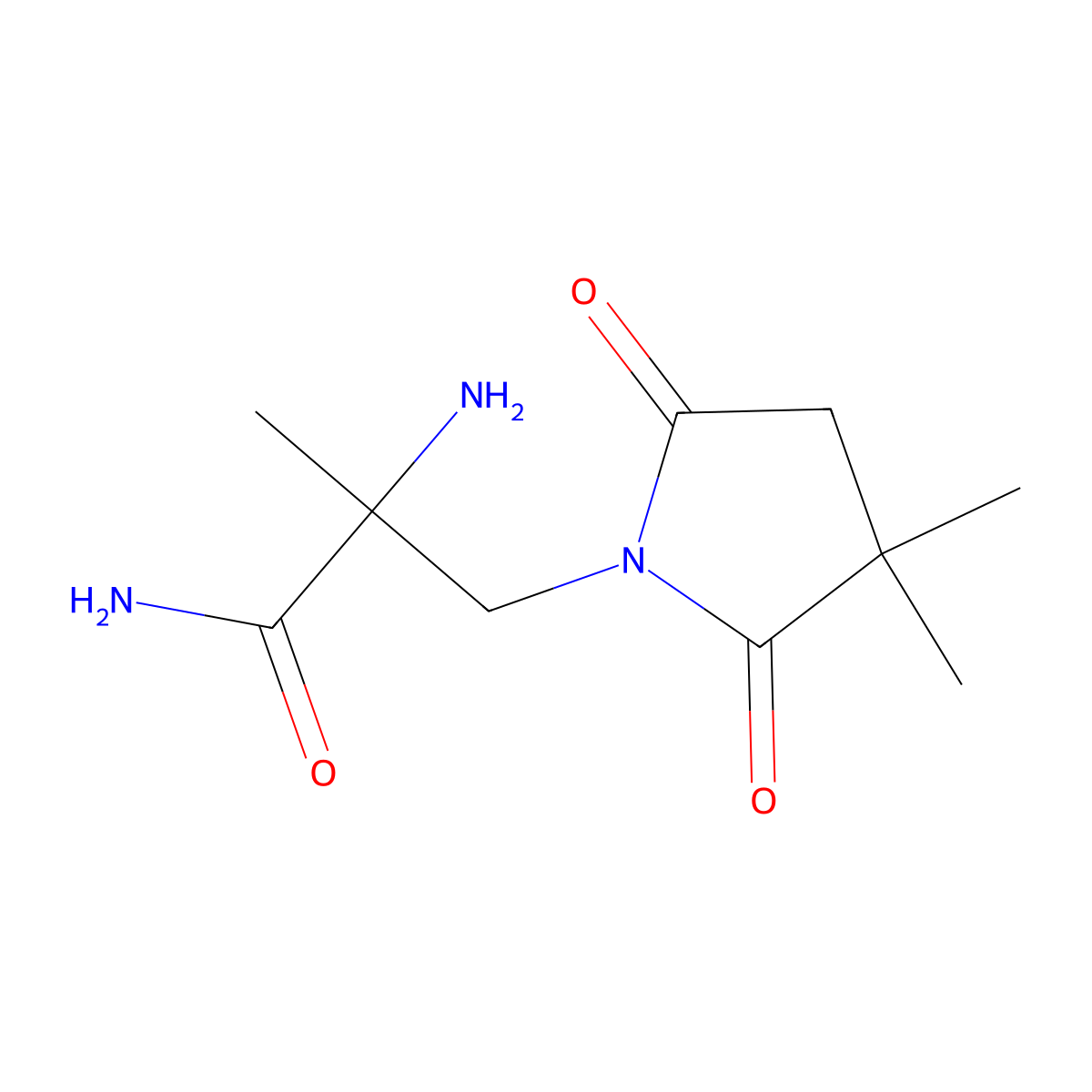 2-Amino-3-(3,3-dimethyl-2,5-dioxopyrrolidin-1-yl)-2-methylpropanamide molecular structure, CAS 1488950-40-8