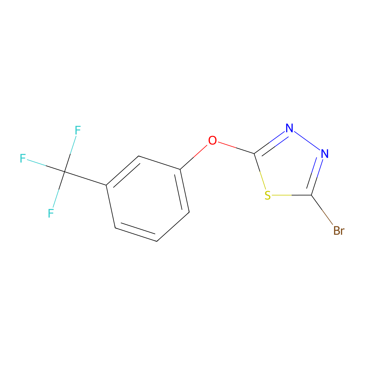 2-Bromo-5-[3-(trifluoromethyl)phenoxy]-1,3,4-thiadiazole molecular structure, CAS 1488953-36-1