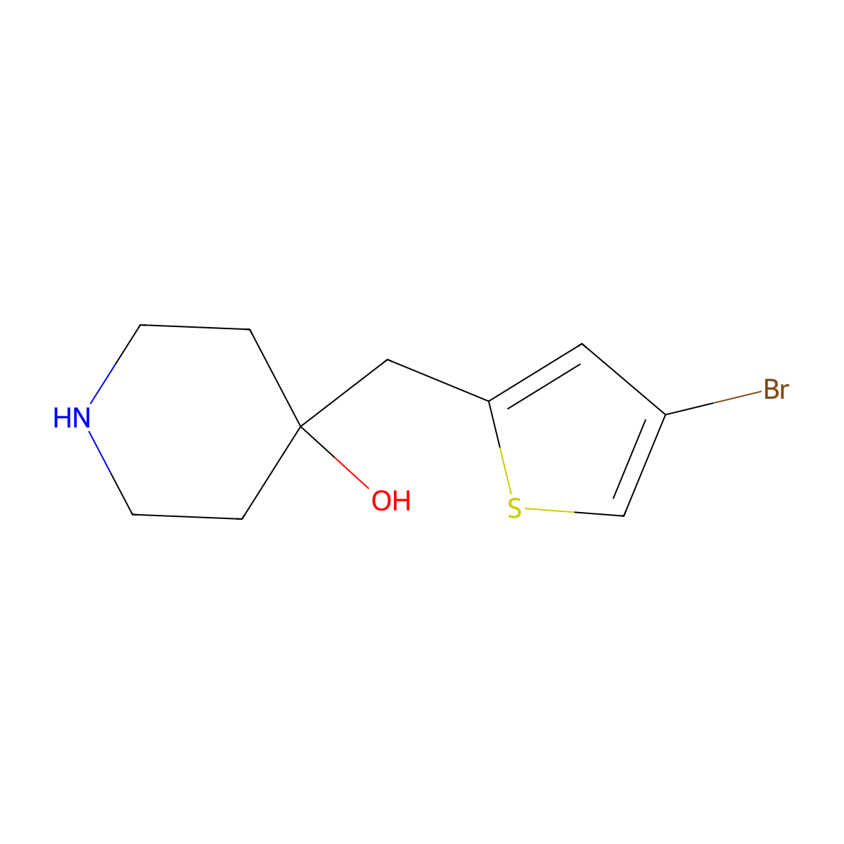 4-((4-Bromothiophen-2-yl)methyl)piperidin-4-ol molecular structure, CAS 1488979-91-4