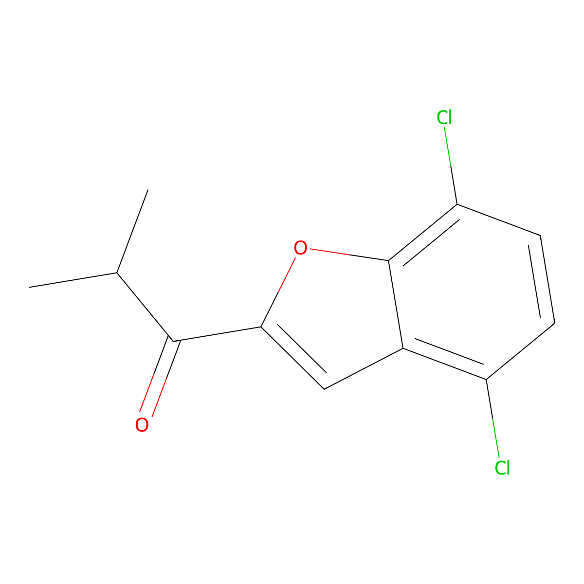 1-(4,7-Dichlorobenzofuran-2-yl)-2-methylpropan-1-one molecular structure, CAS 1489002-75-6