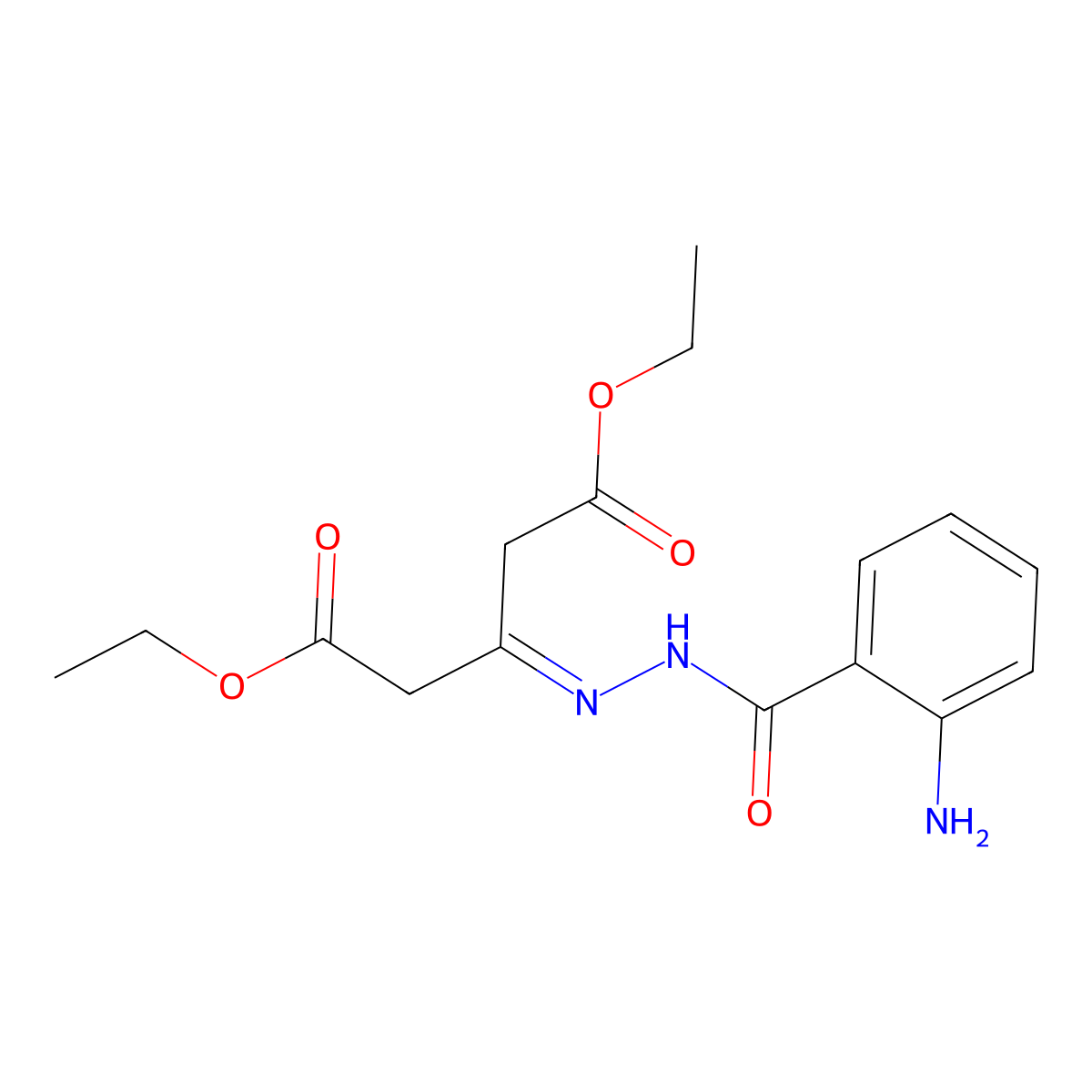 Diethyl 3-[2-(2-aminobenzoyl)hydrazono]pentanedioate molecular structure, CAS 148902-09-4
