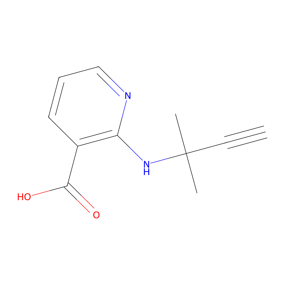 2-[(2-Methylbut-3-yn-2-yl)amino]pyridine-3-carboxylic acid molecular structure, CAS 1489032-95-2