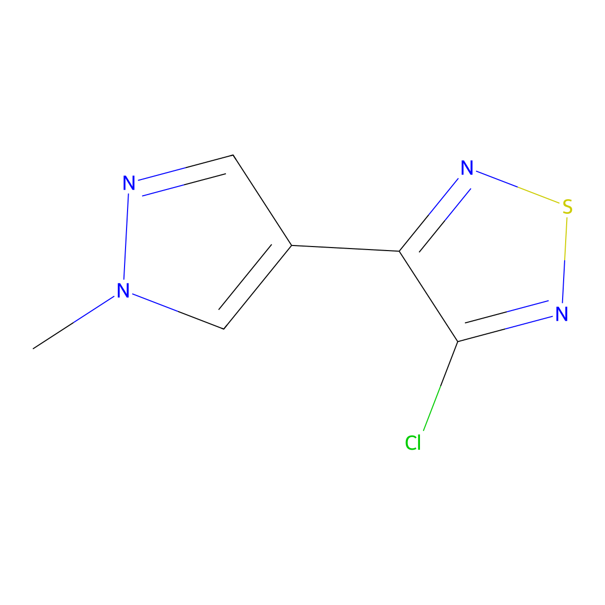 3-chloro-4-(1-methyl-1H-pyrazol-4-yl)-1,2,5-thiadiazole molecular structure, CAS 1489035-39-3