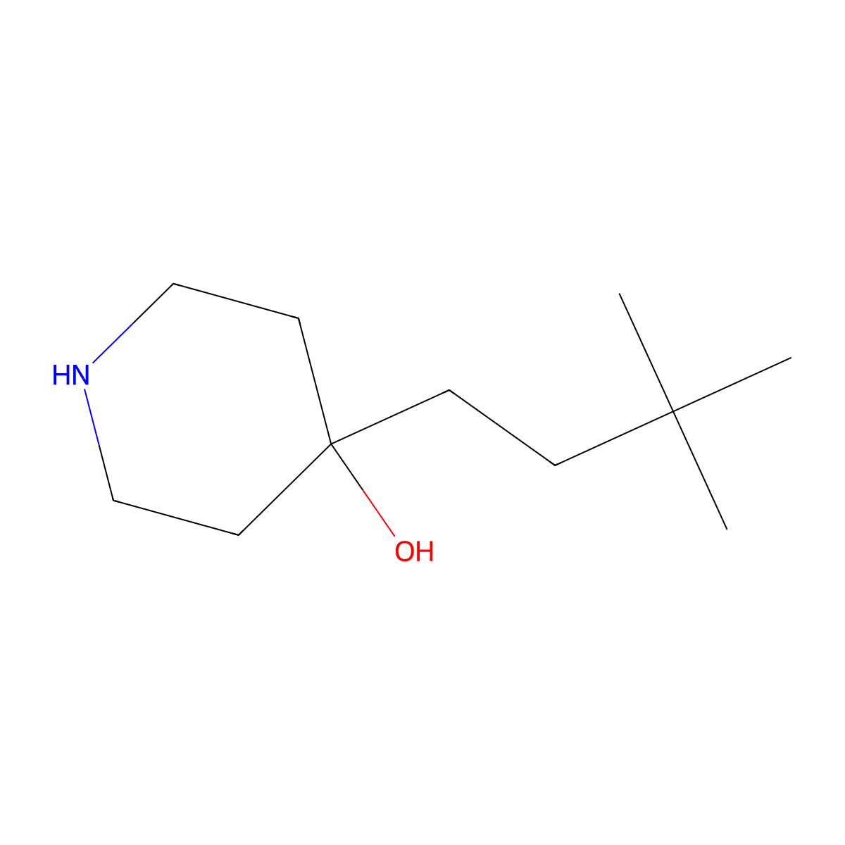 4-(3,3-Dimethylbutyl)piperidin-4-ol molecular structure, CAS 1489035-43-9