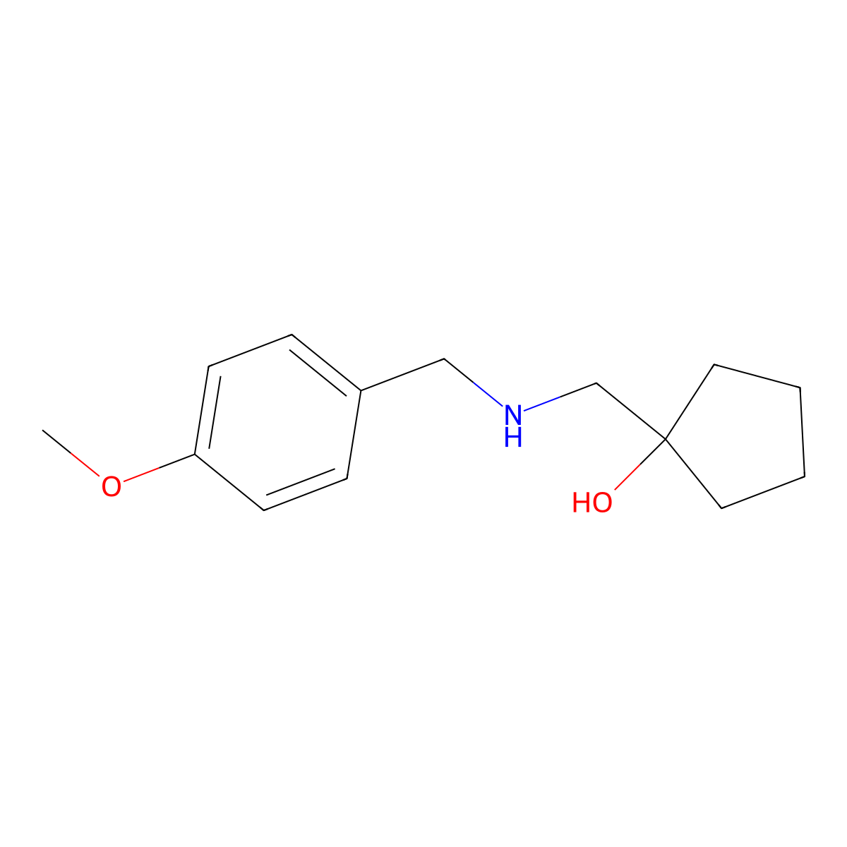 1-(((4-Methoxybenzyl)amino)methyl)cyclopentan-1-ol molecular structure, CAS 1489063-83-3