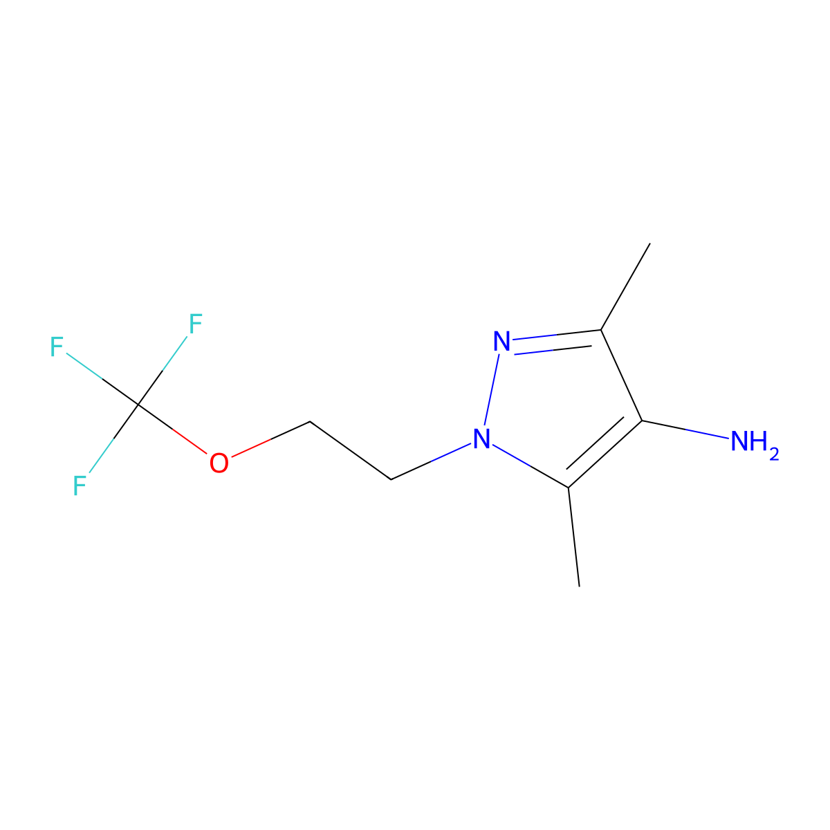 3,5-Dimethyl-1-(2-(trifluoromethoxy)ethyl)-1h-pyrazol-4-amine molecular structure, CAS 1489065-03-3